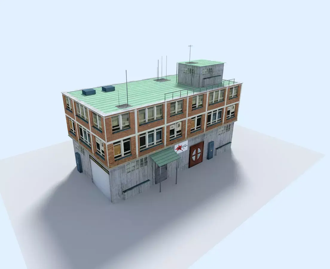 Building with roof Low-poly 3D model