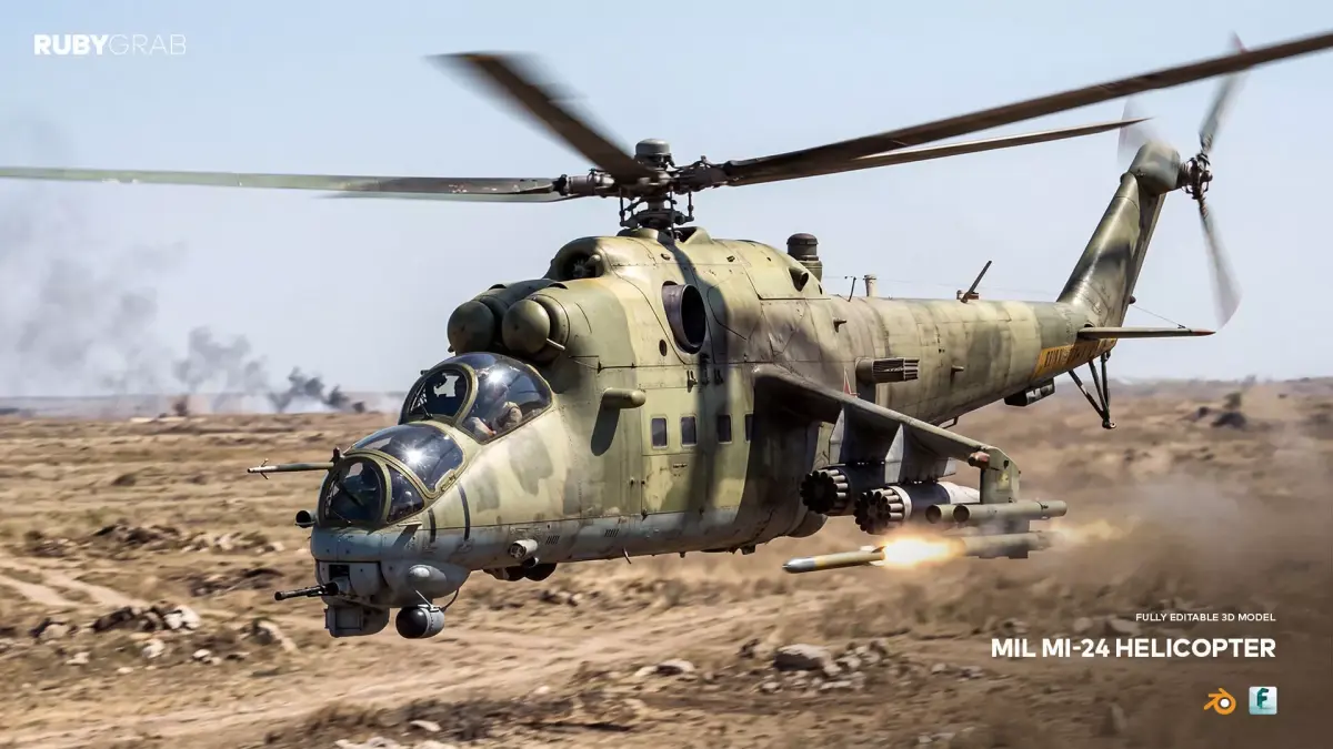 Mil Mi-24 Helicopter 3D Model 3D model purchase