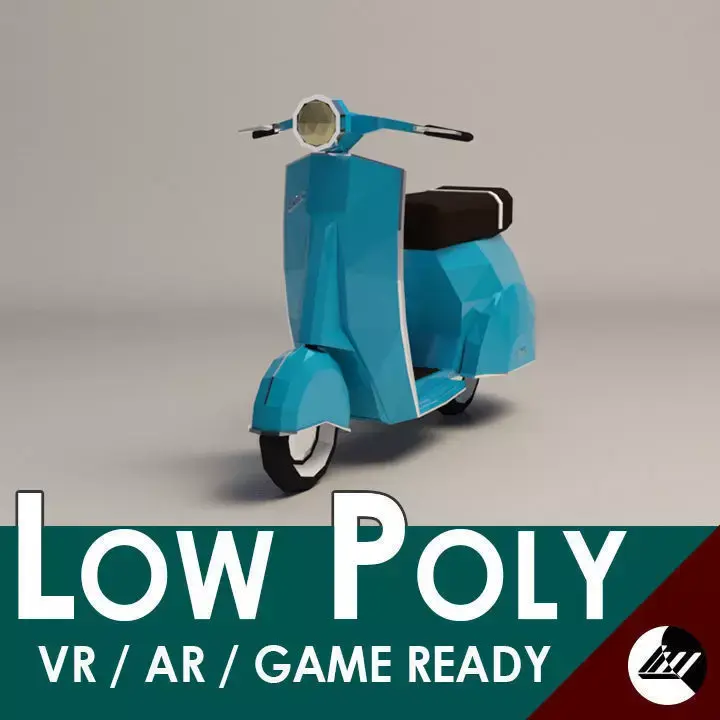 Low-Poly Cartoon Vespa Scooter Low-poly 3D model