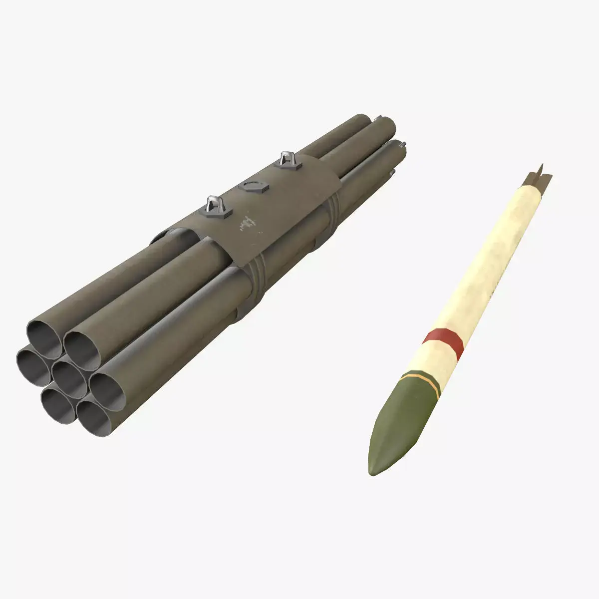 XM-158 Launcher With 70mm Missile Low-poly 3D model