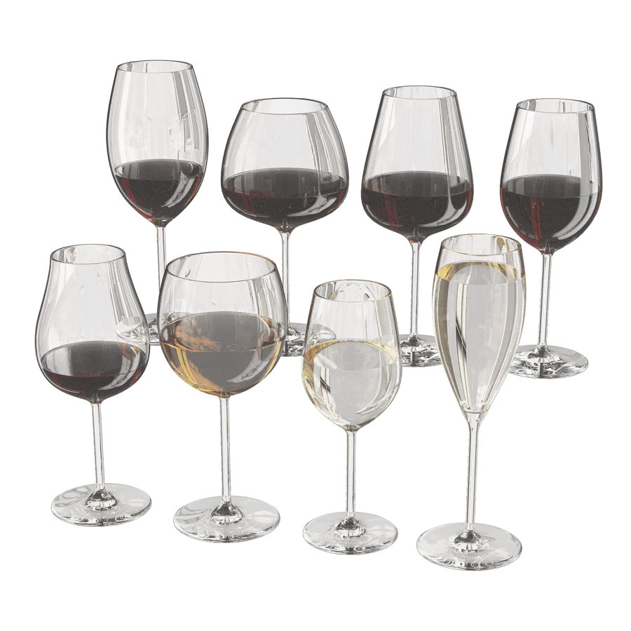  Full Wine Glasses Model 