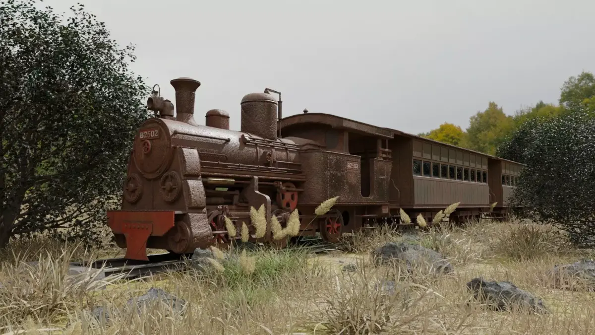 Old abandoned train B2502 3D model