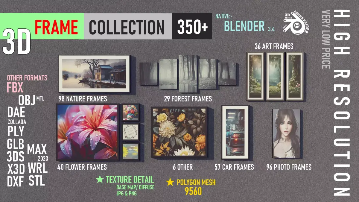 Frame Collection Low-poly 3D model