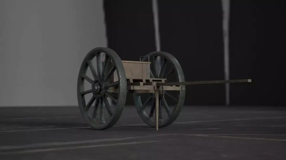 Wooden cart Low-poly 3D model shop