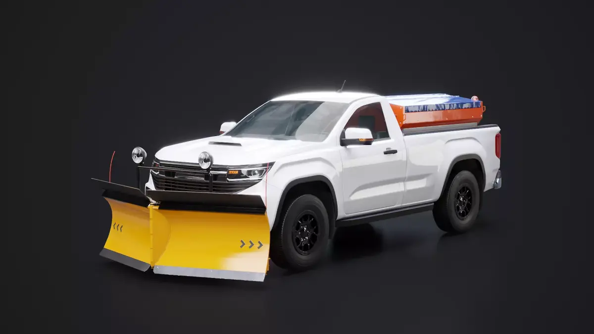 Snow Plow Pickup Truck Winter Utility Vehicle with Spreader  3D model