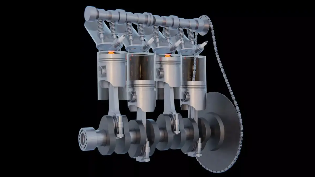 V4 Motor engine VAZ 2105 animated 3D model