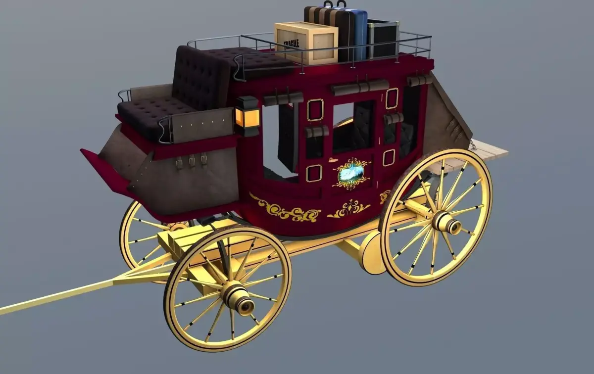 Stagecoach Wagon with Luggage 3D model