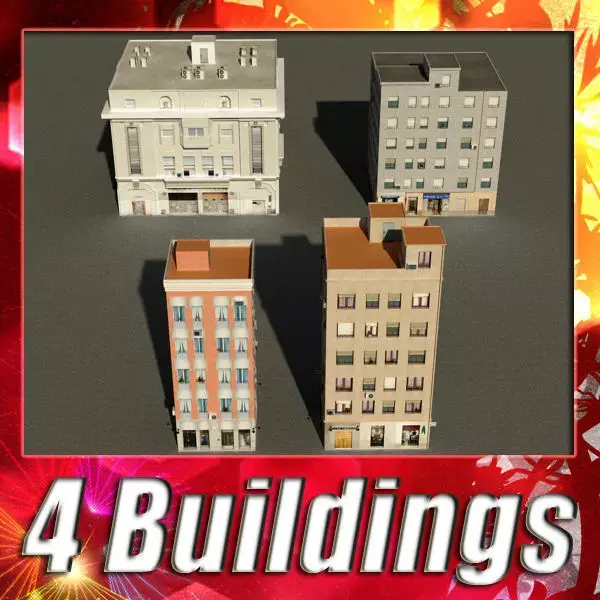 Building Collection 41-44 Low-poly 3D model