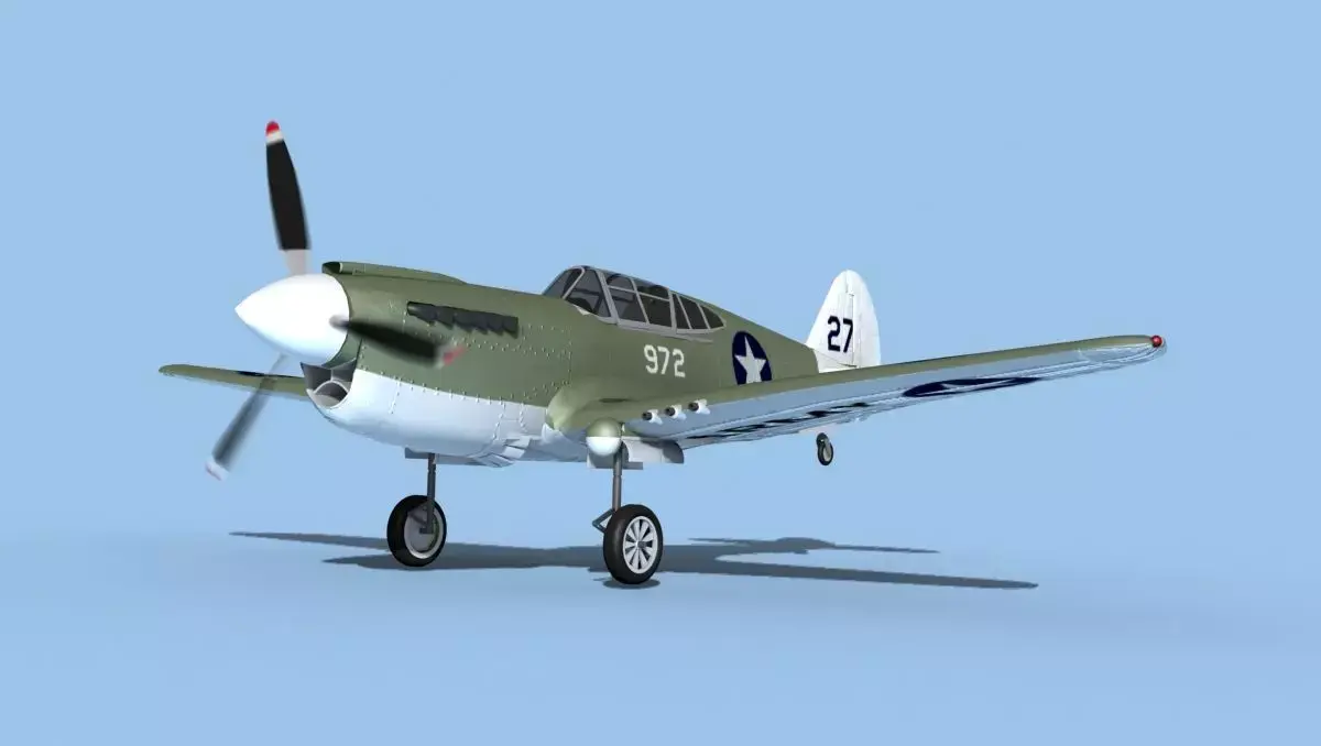 Curtiss P-40F Warhawk V12 USAAF 3D model