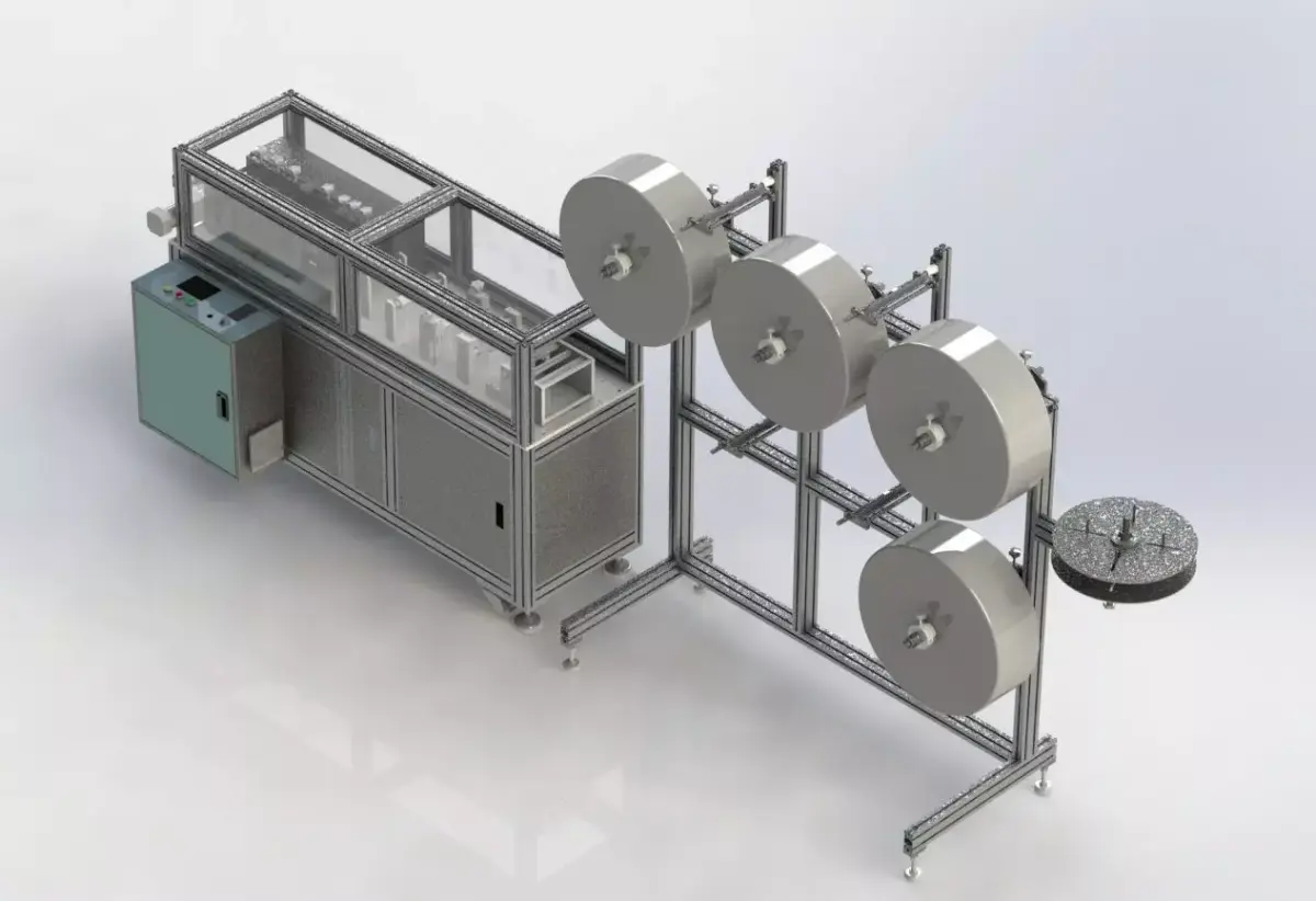 MASK MACHINE - DISPOSABLE MASK BODIES PRODUCTION 150 PCS MINUTE 3D model