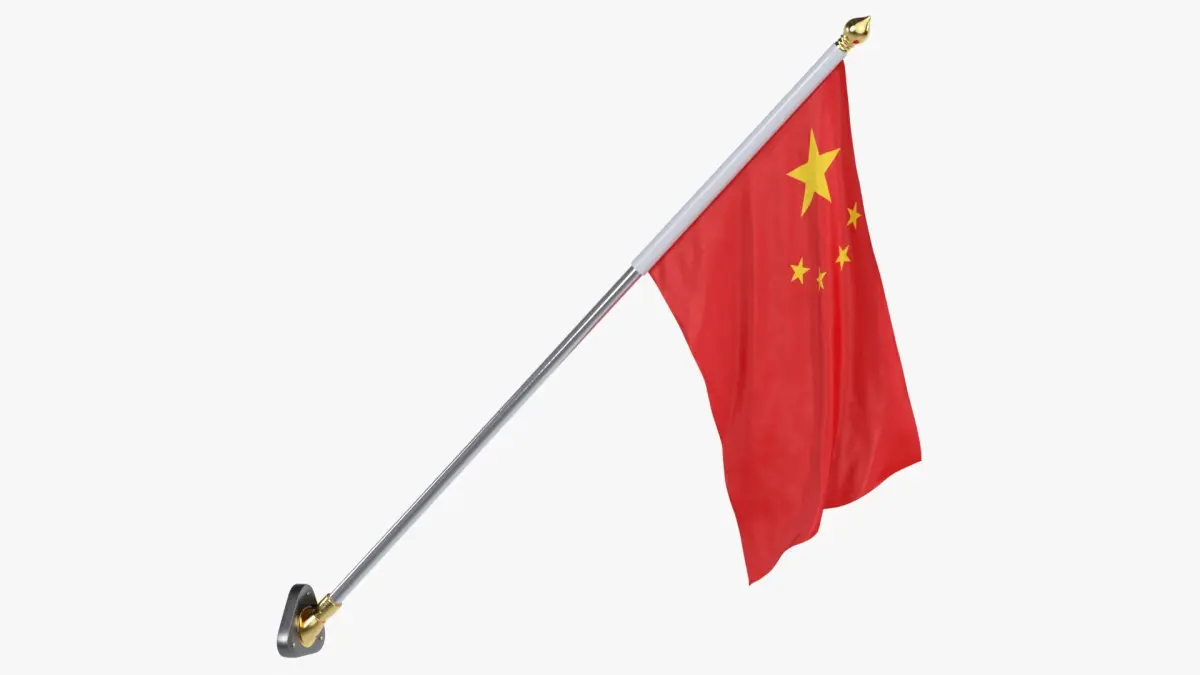 Peoples Republic of China Cloth Flag Wall Mount Animated 3D model