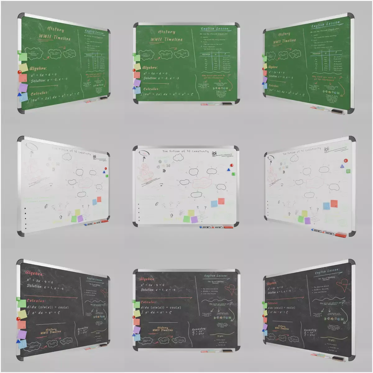 Metal Writing Board Trio Set 3D Model Pack