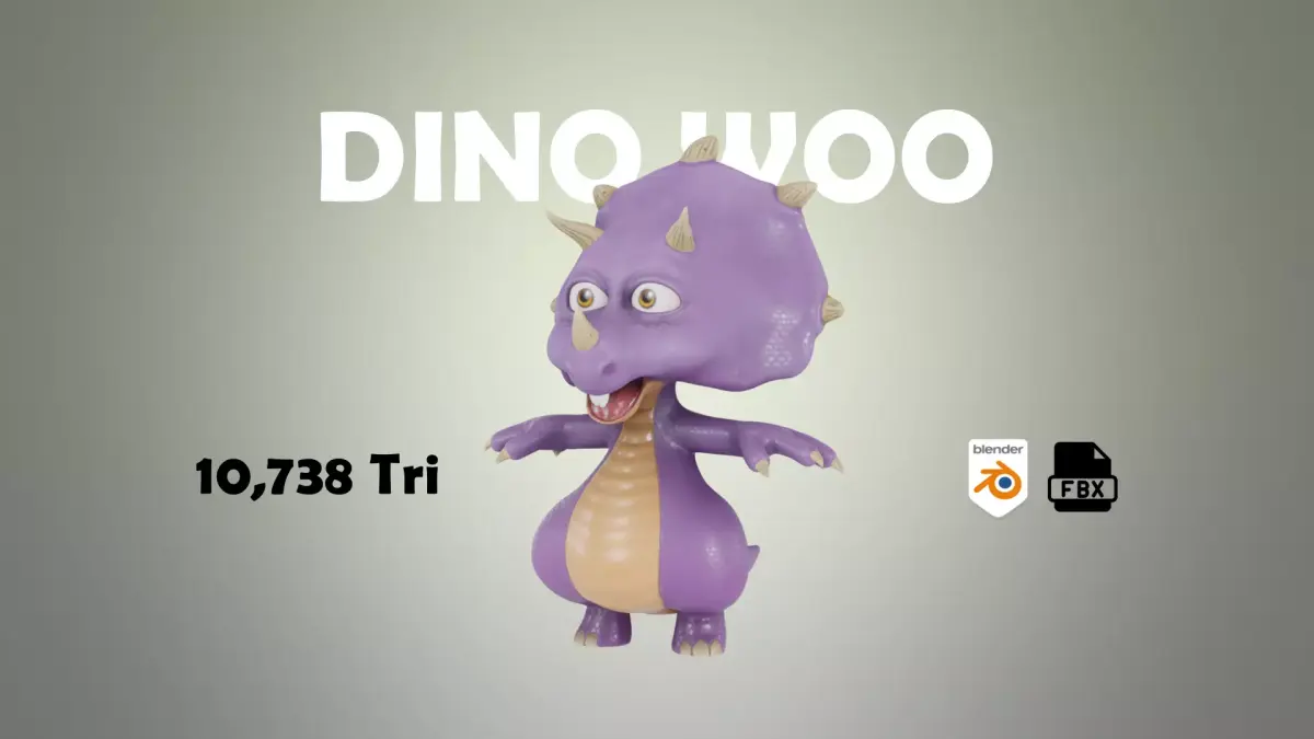 Triceratops DinoWoo Low-poly 3D model