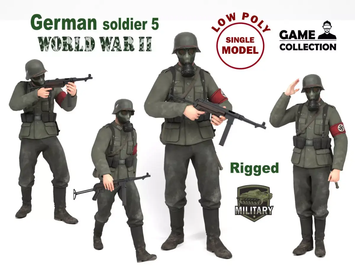 German Soldier 5 Low-poly 3D model