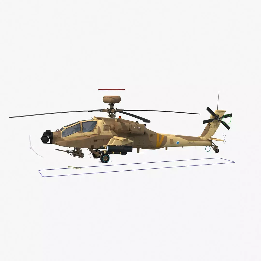 AH64E Apache Longbow Helicopter Desert Rigged Low-poly 3D model