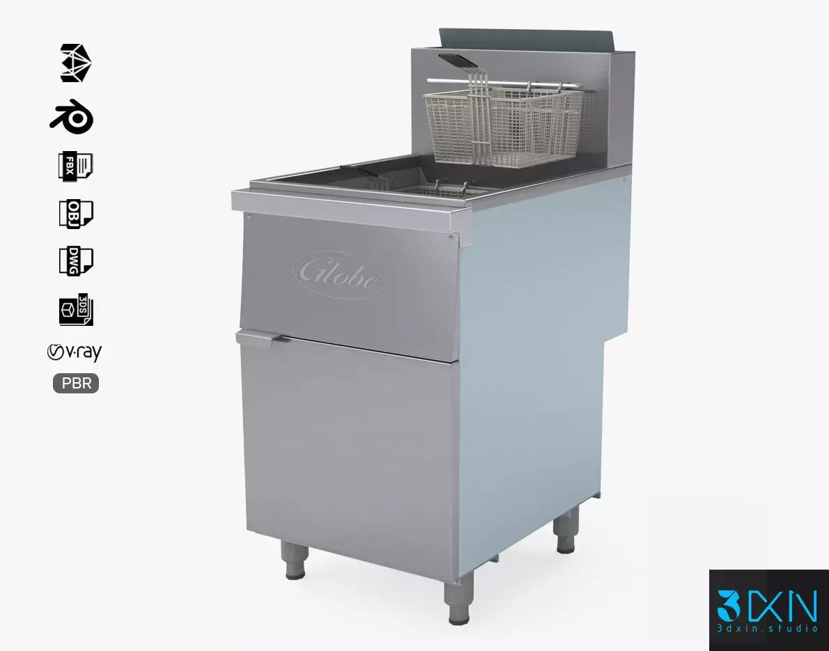 Globe Floor Fryers GFF80G Commercial Deep Fryer 3D model