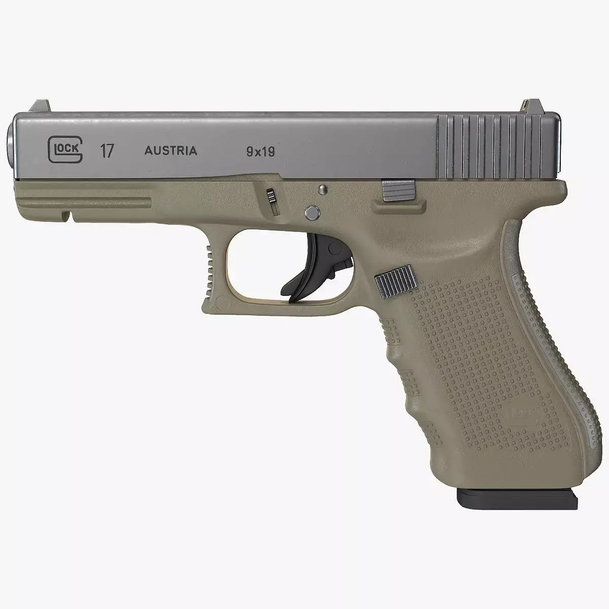 Olive Glock 17 with Magazine 3D model