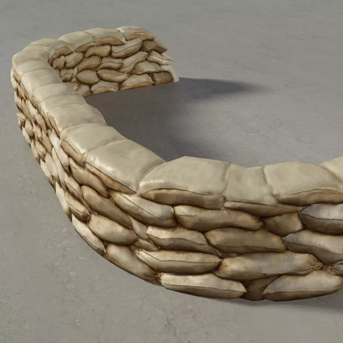 Sandbags Wall Construction Kit Low-poly 3D model