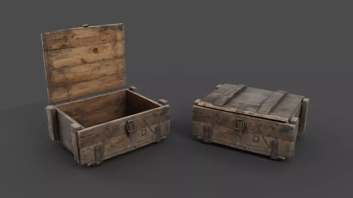 Wooden Crate Low-poly 3D model 11