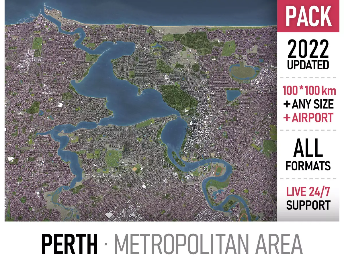 Perth - 3D City Model 3D Model Pack purchase
