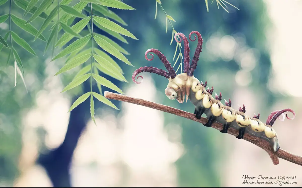 Caterpillar Brahmin moth 3D model  3D model