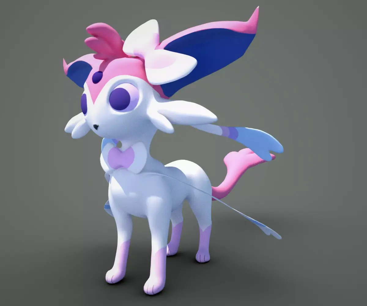 Esylveon Pokemon Sylveon x Umbreon fuse corp Free low-poly 3D model