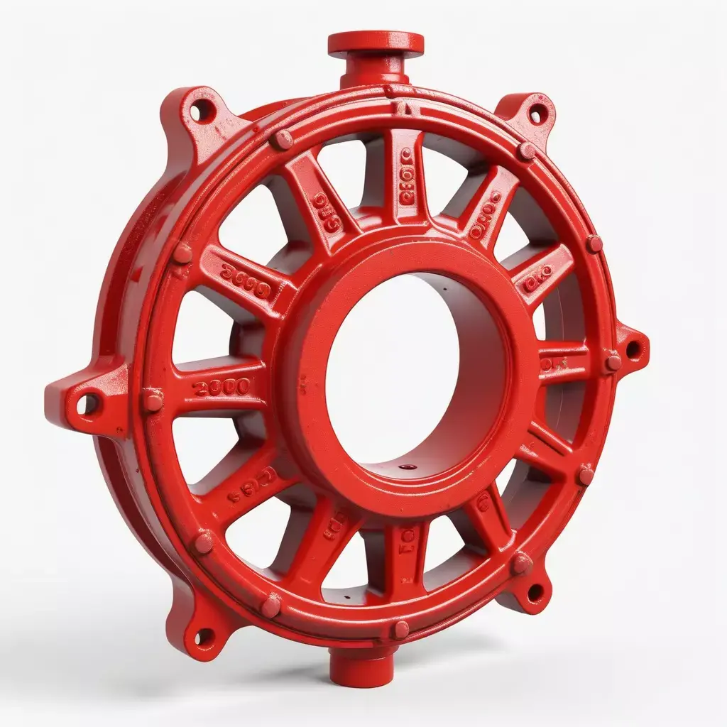 Industrial Red Cast Metal Component 3D model