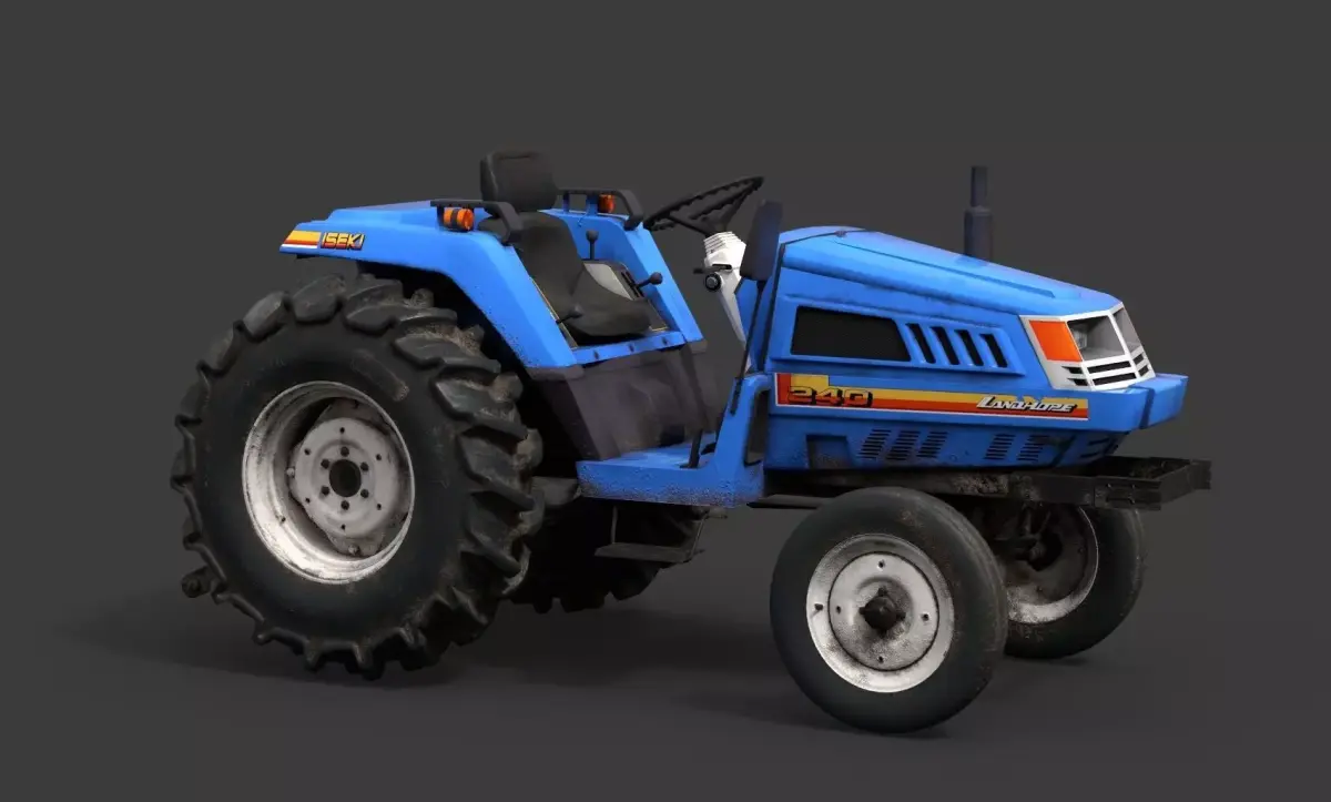 Japanese Iseki TU240 Tractor Game-Ready 3D Model Low-poly 3D model