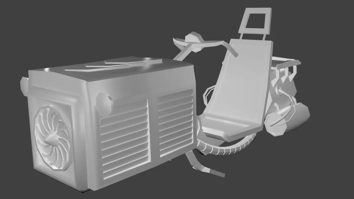 Low Poly Scooter motorcycle with air conditioning unit Free low-poly 3D model