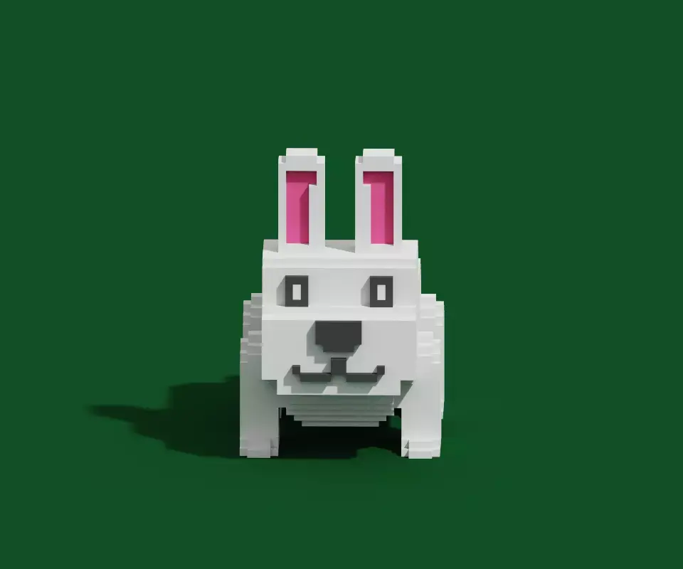Voxel Rabbit Low-poly 3D model