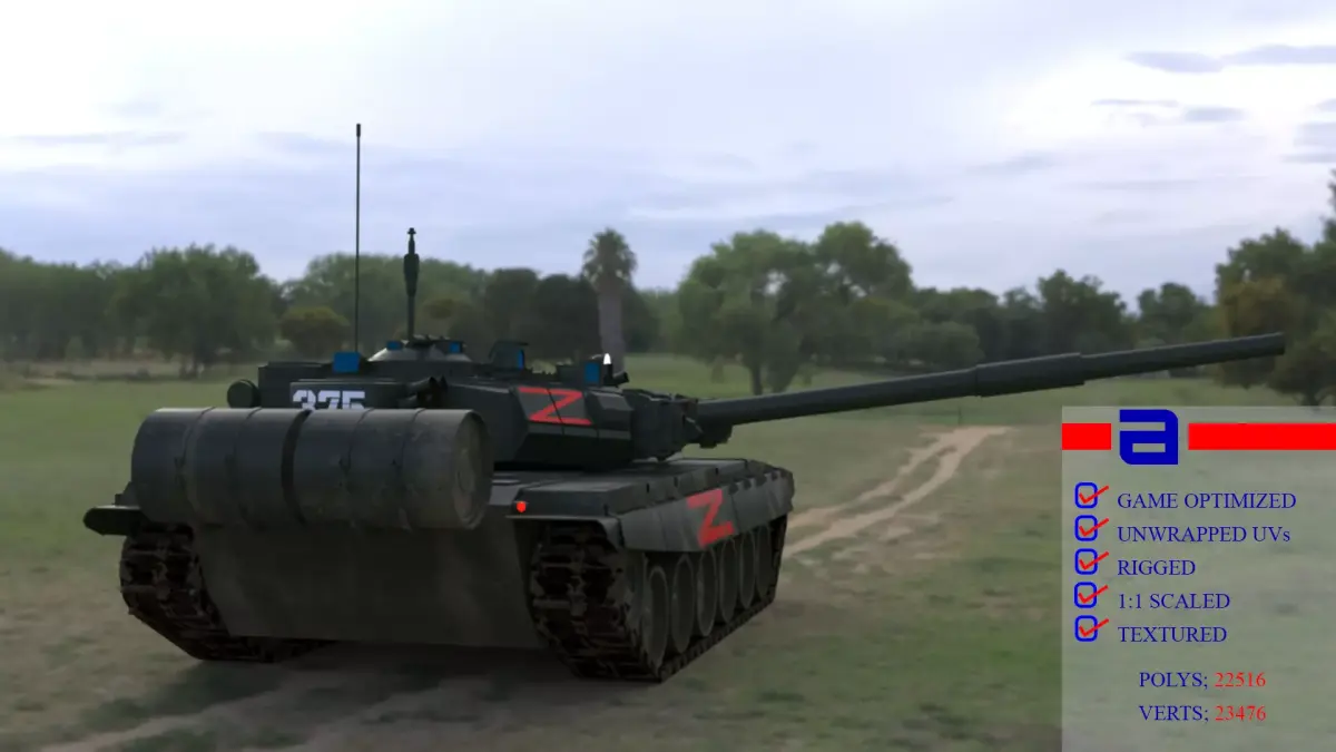 Weathered Wagner PMC T90A Tank  Low-poly 3D model