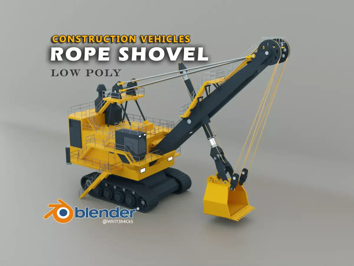 Rope Shovel Heavy Vehicle Low-poly 3D model
