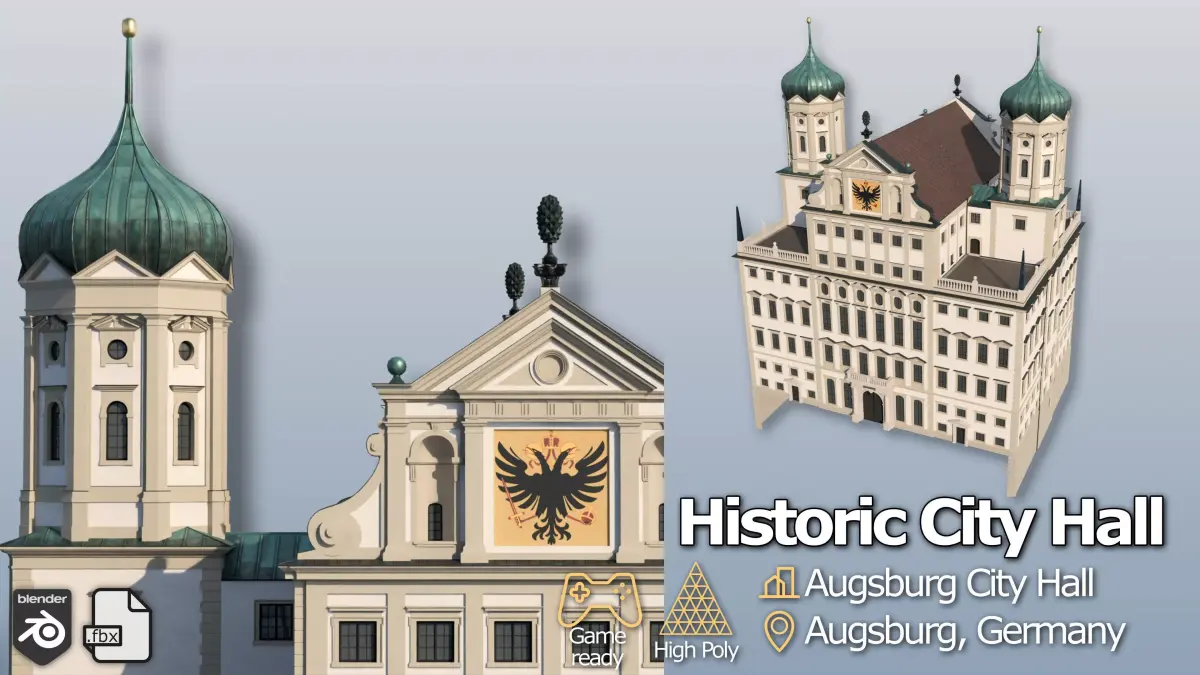 Renaissance City Hall Augsburg Low-poly 3D model