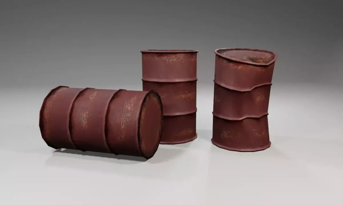 Old Rust Drums and Damaged Drums - Tambor Velho Low-poly 3D model