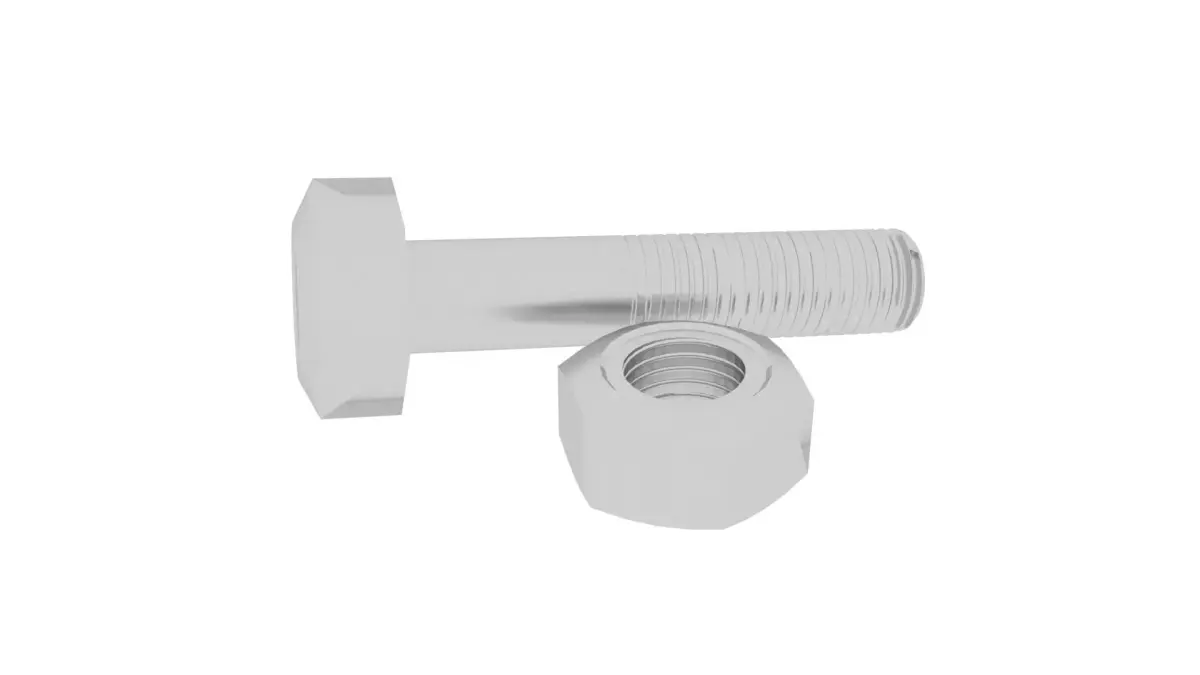 Hex Head and Nut Bolt 3D model