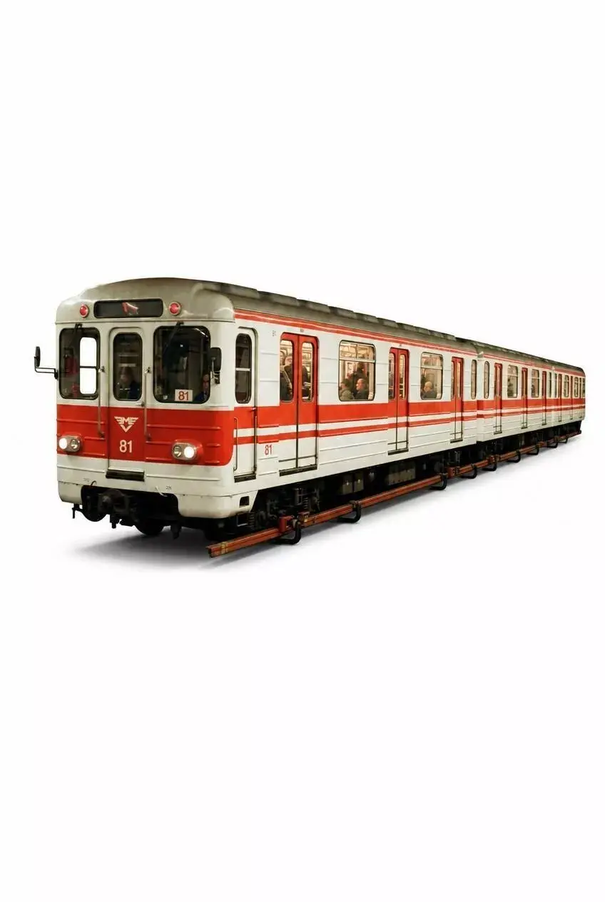Soviet-Era 81717 Subway Train Classic Red and White Metro  3D model