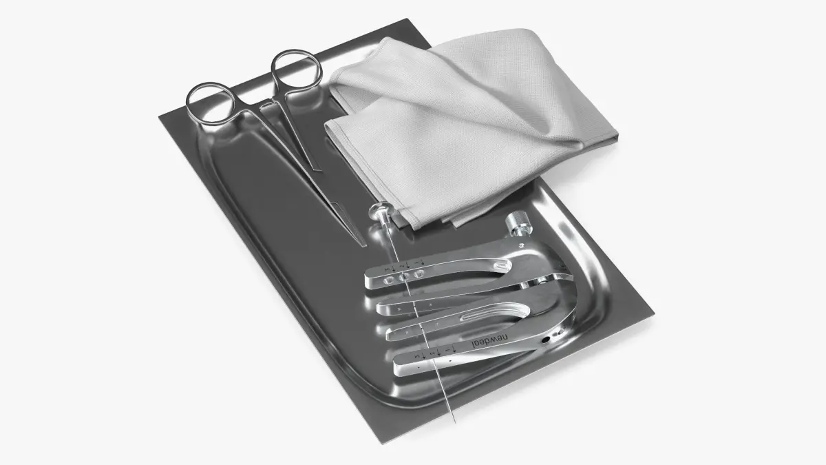 Surgical Instrument Set with Retractor and Clamps 3D model