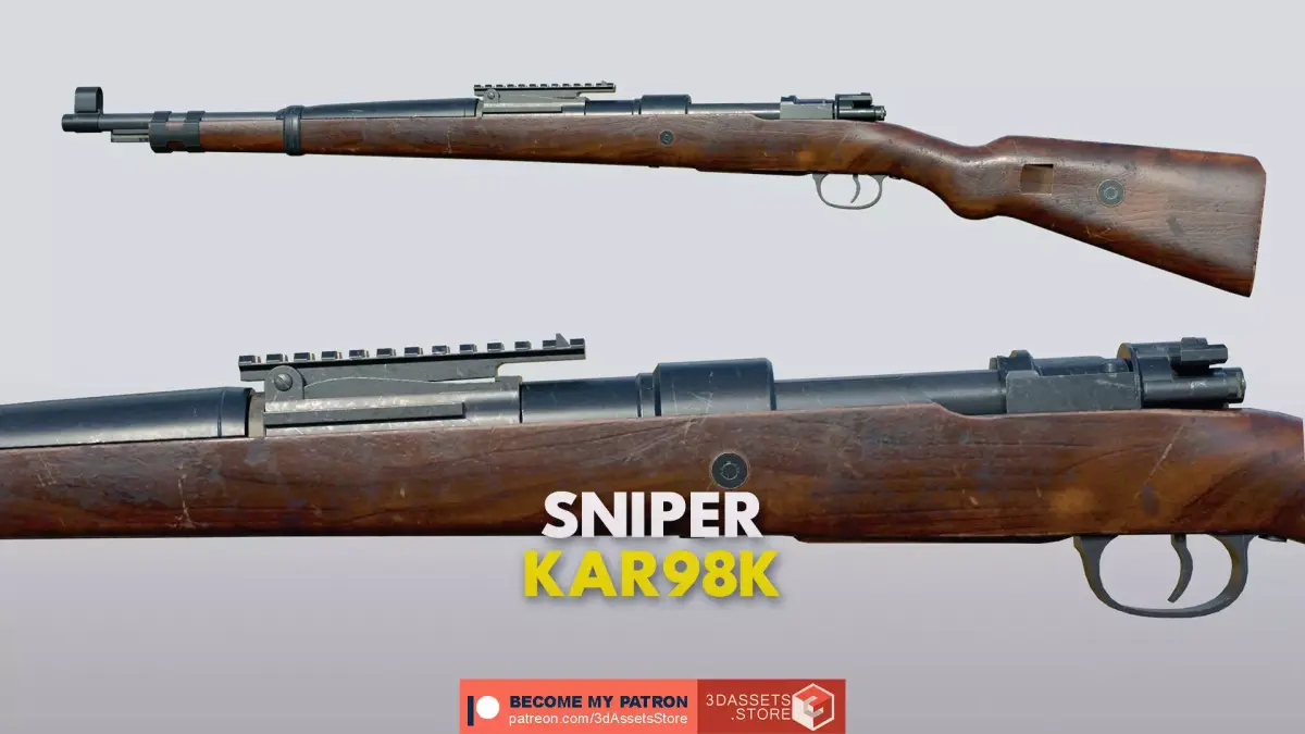 Weapon - Gun - Sniper - Kar98k Low-poly 3D model