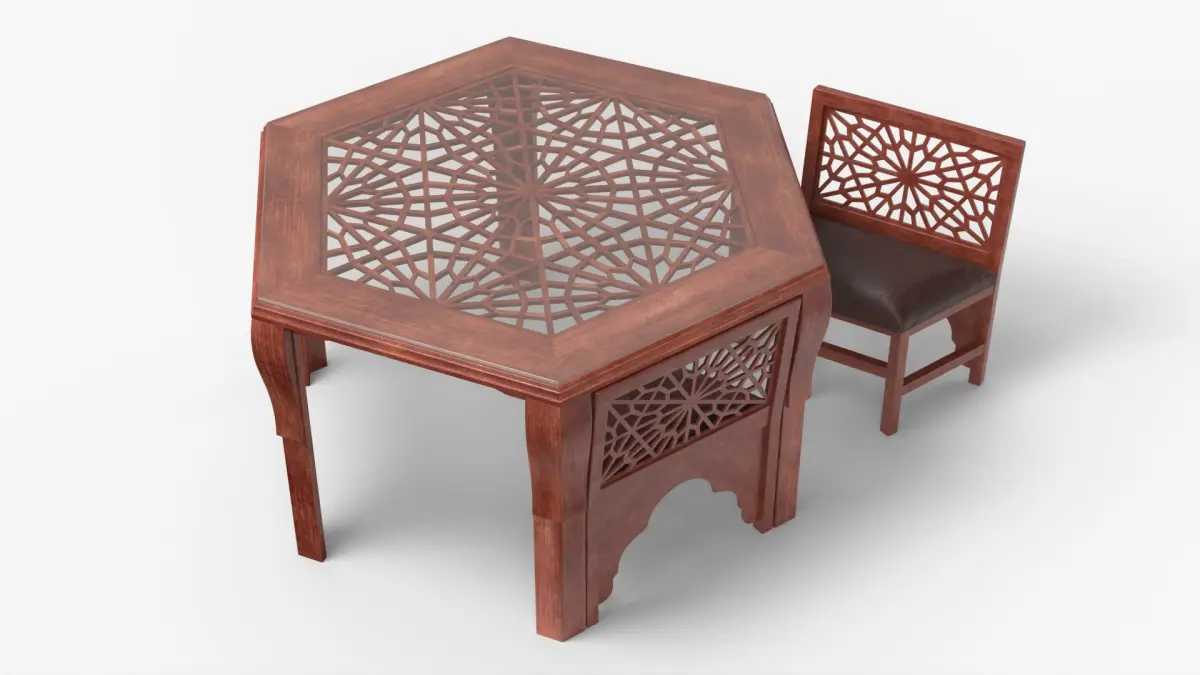 Oriental Arabesque Carved Mahogany Furniture 3D model