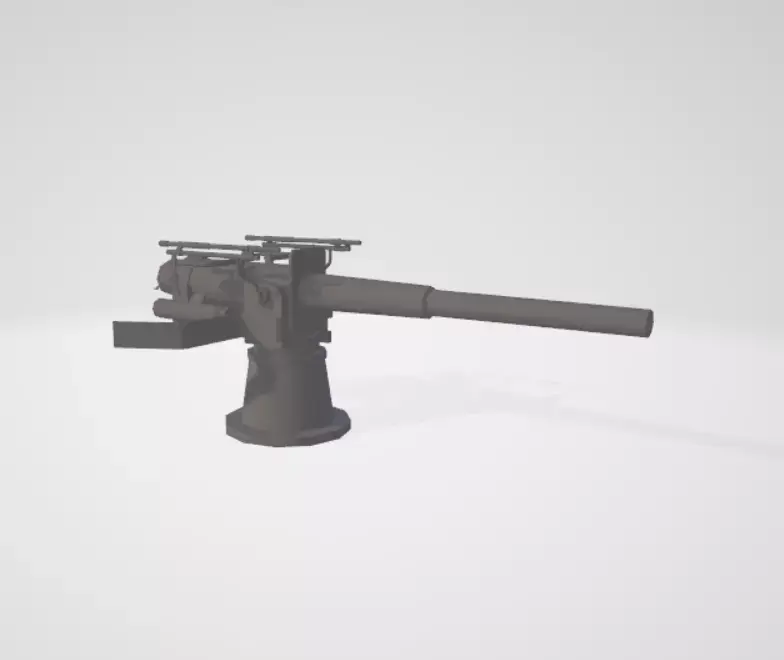 NAVAL GUN WW1 and WW2 Low-poly 3D model