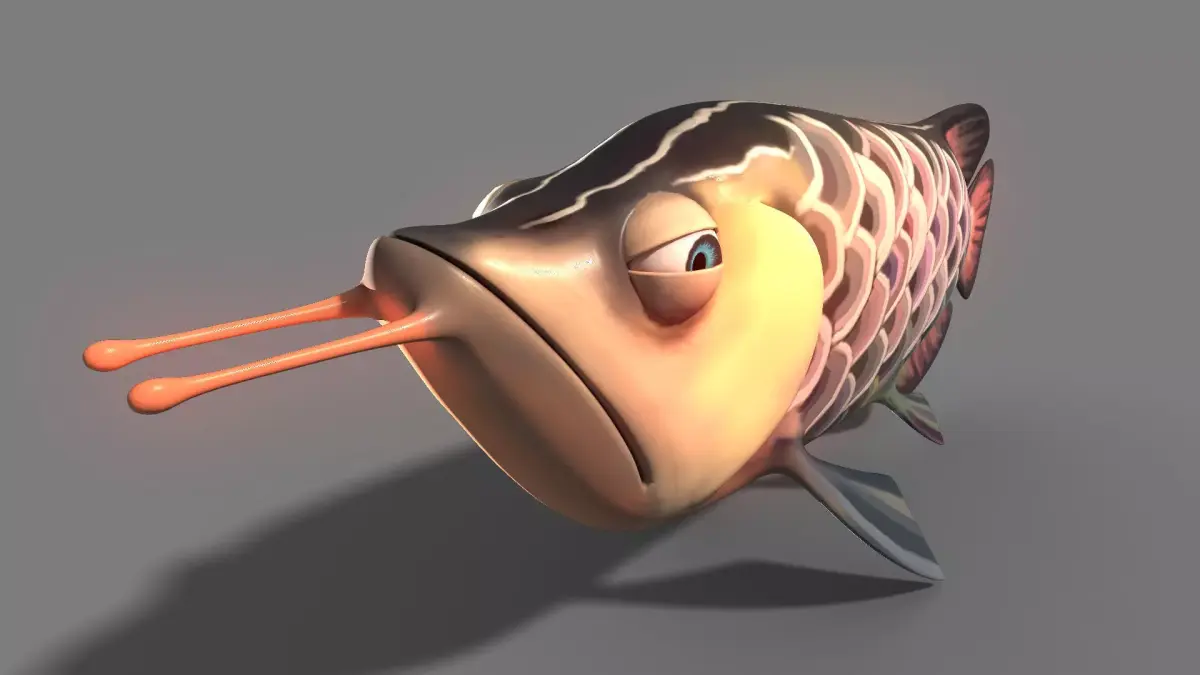 Golden arowana arowana cartoon gold model have a binding 3D model
