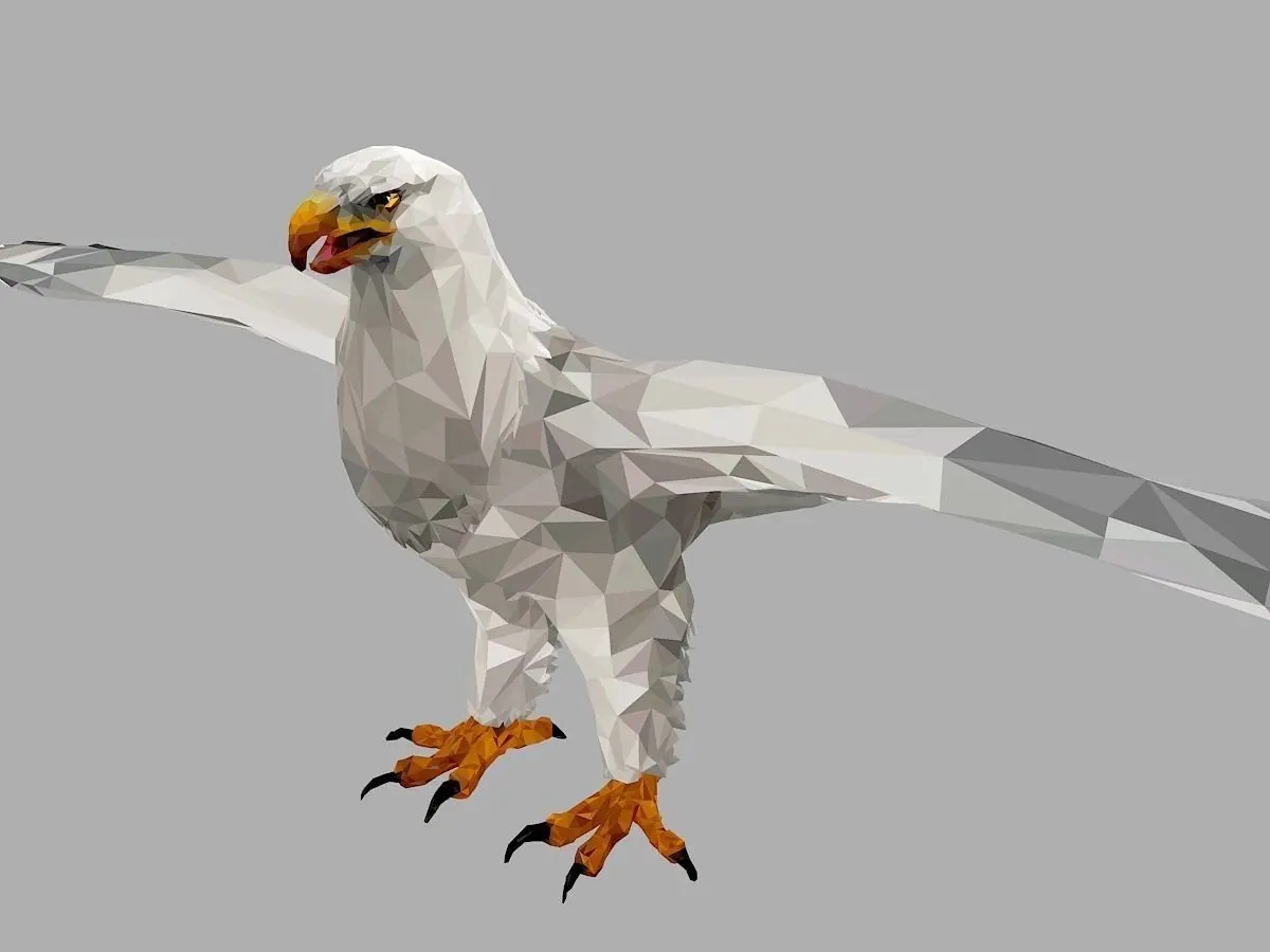 White Eagle Low Polygon Art Bird Animal Low-poly 3D model