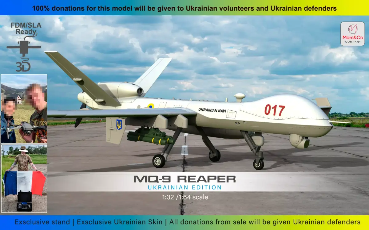 MQ-9 Reaper Block5 Ukrainian Edition HIGH QUALITY 3D PRINT MODEL 3D print model