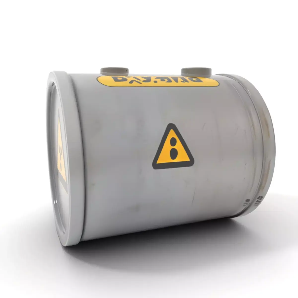 Radioactive Barrel Model Pack with Caution Label Low-poly 3D model