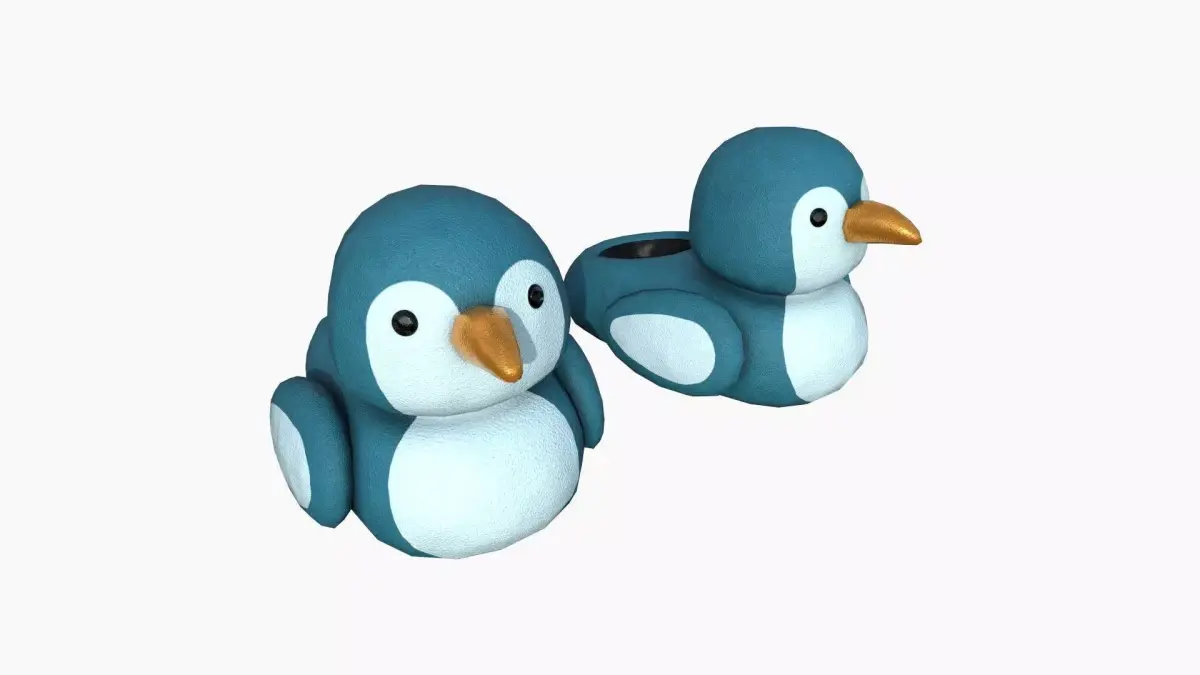 Slippers J02 Blue Penguim Bird - Costume Character Design Low-poly 3D model