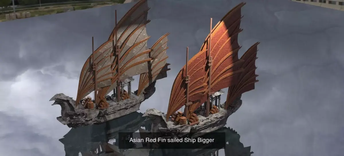 Asian Themed Historical Fantasy Ships 3D Model Pack
