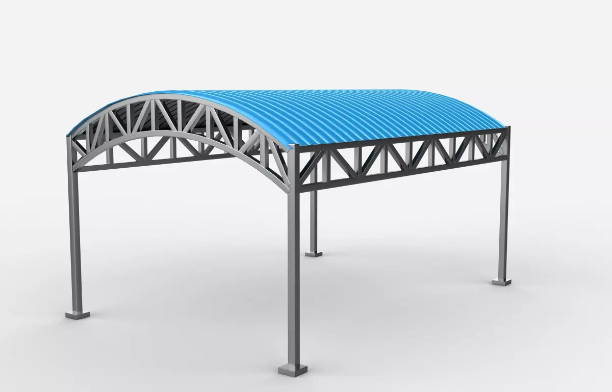 steel frame carport 06 3D model