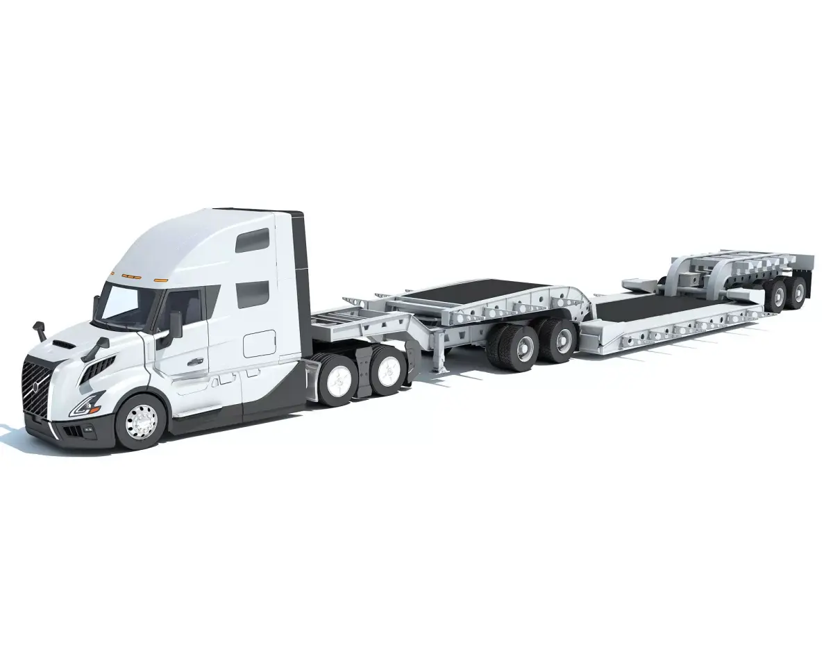 2024 Semi Truck with Lowboy Trailer 3D model purchase