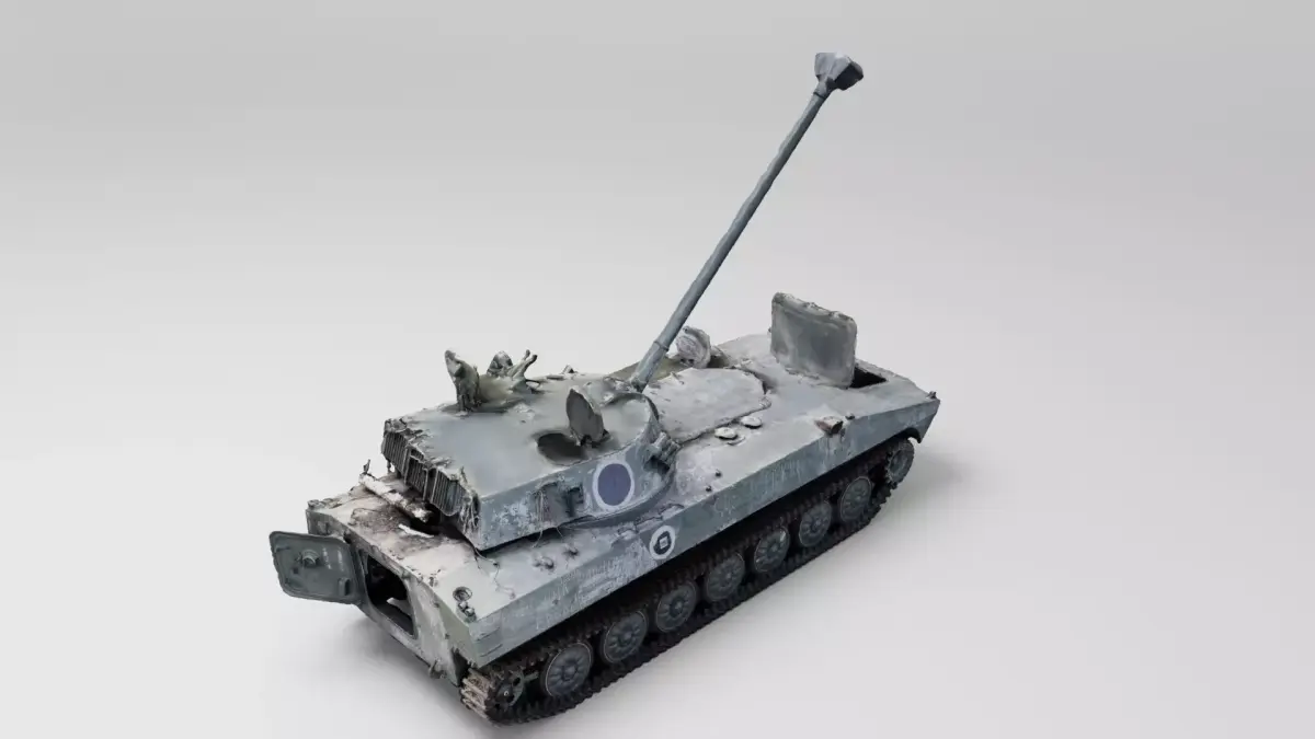 Russian 2S34 Hosta howitzer destroyed by Ukrainian military  3D model