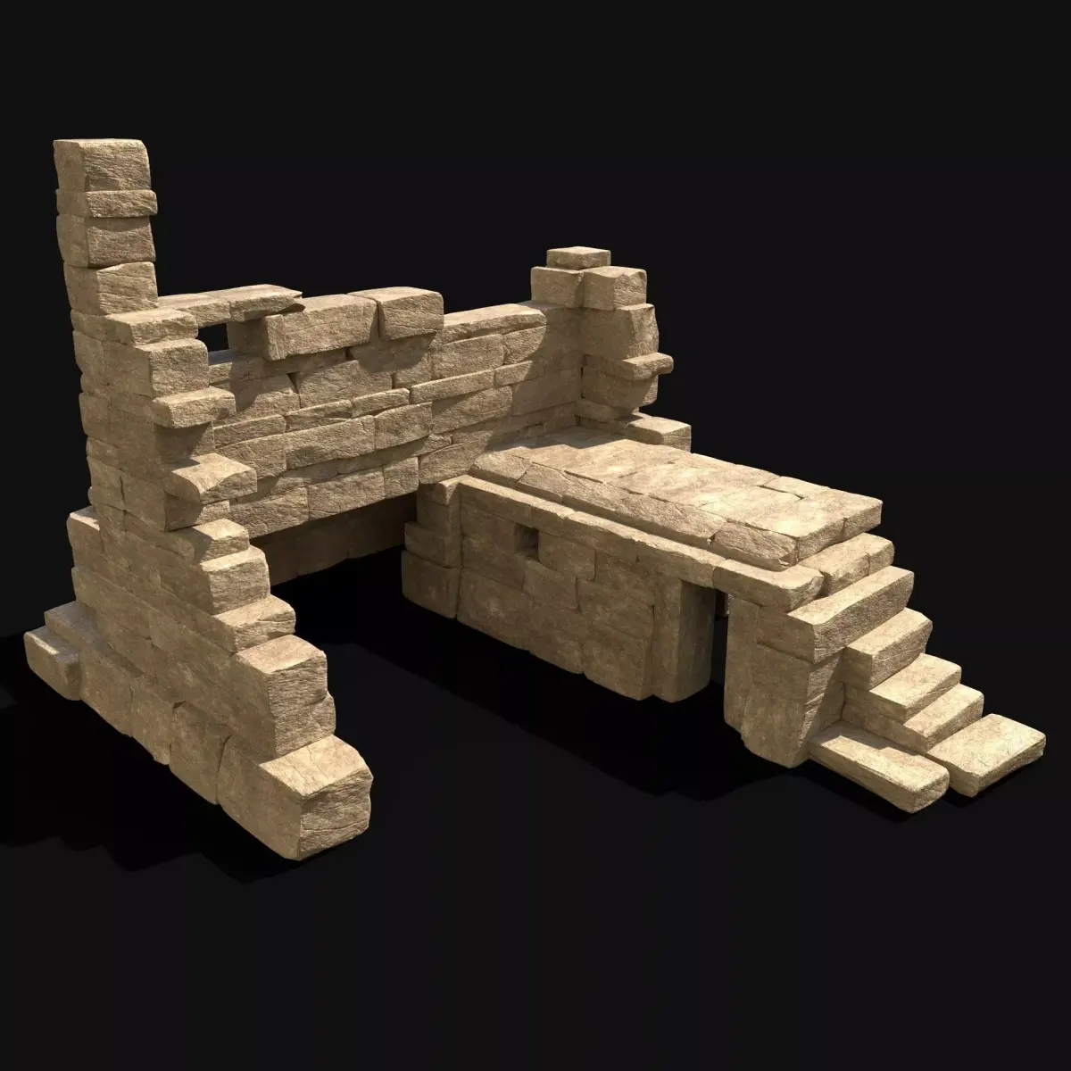 ARABIC DESERT RUINS EGYPTIAN SAND STONE BIBLICAL Low-poly 3D model